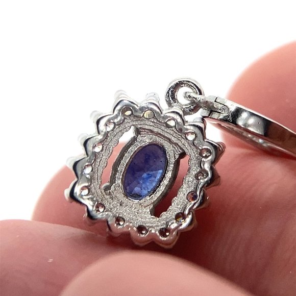 Blue Sapphire 2.35ct Platinum Finish Solid 925 Sterling Silver Earrings - Picture 6 of 8